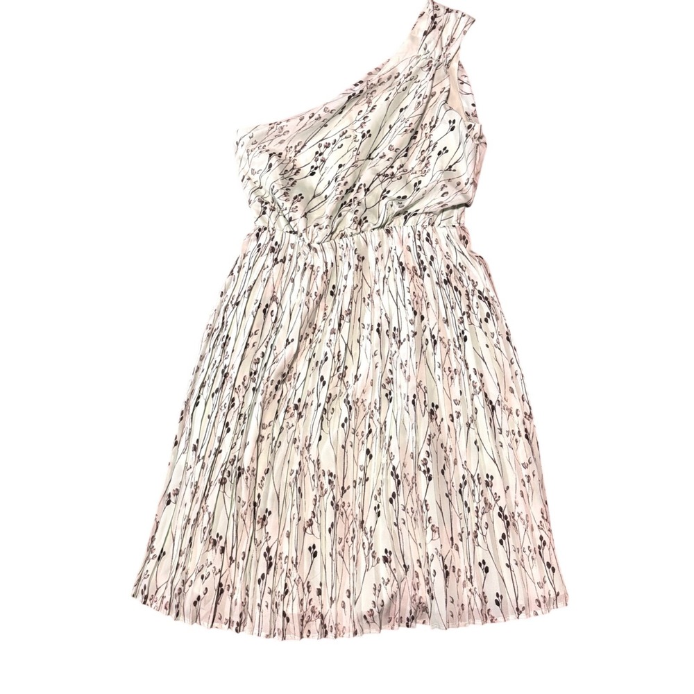 Vince Camuto One Shoulder Mint Green Floral Pleat‎ Drape Grecian Dress $138 NWT
